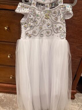 Girls' White Tulle Pageant Dress